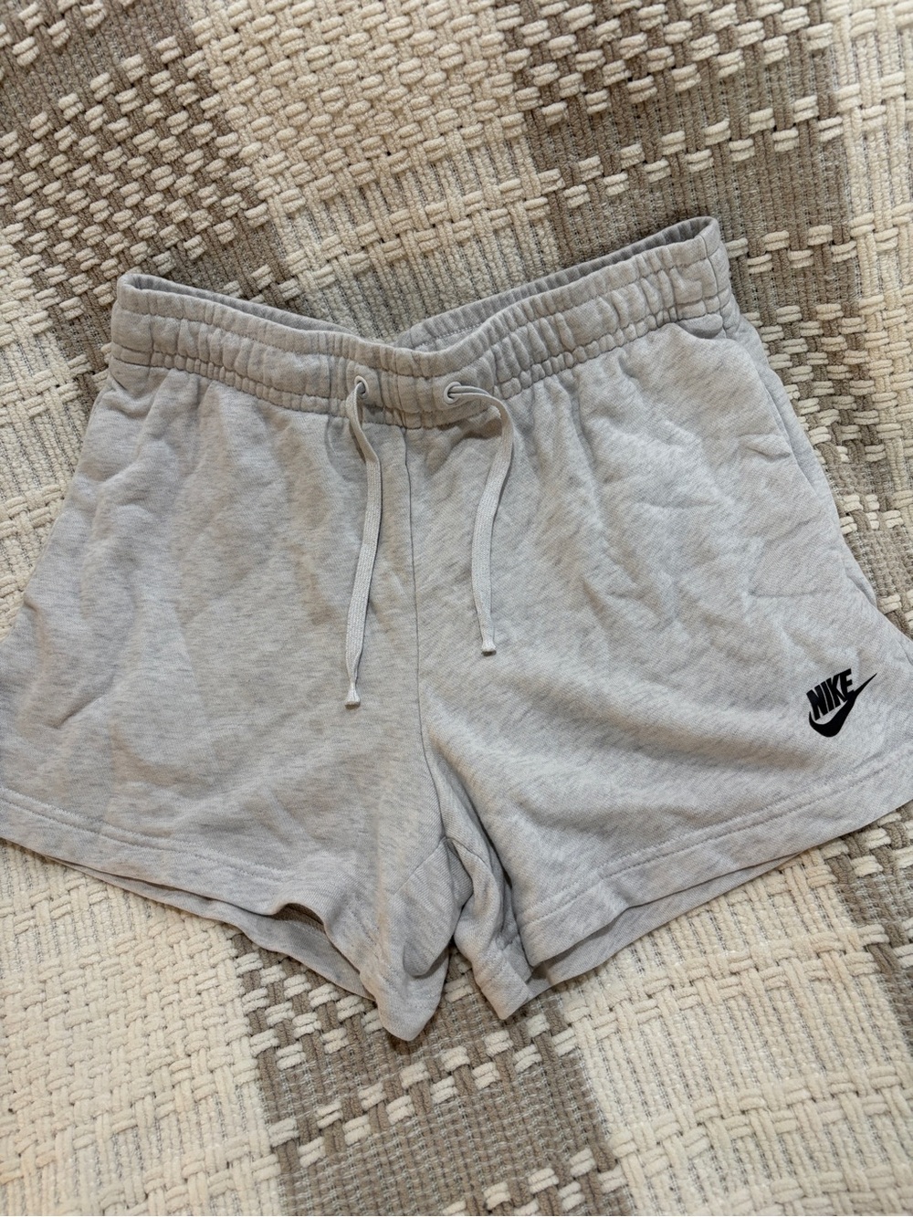Nike Women's Light Gray Athletic Fleece Shorts with Drawstring